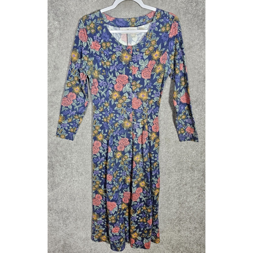 Vintage Button‎ Front Floral Maxi Dress Womens Size Small Cottagecore Prairie